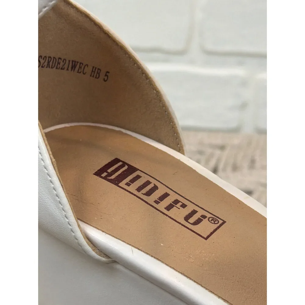 Odifu Ankle-Strap Wedge Sandals Cream Open-Toe Size 5